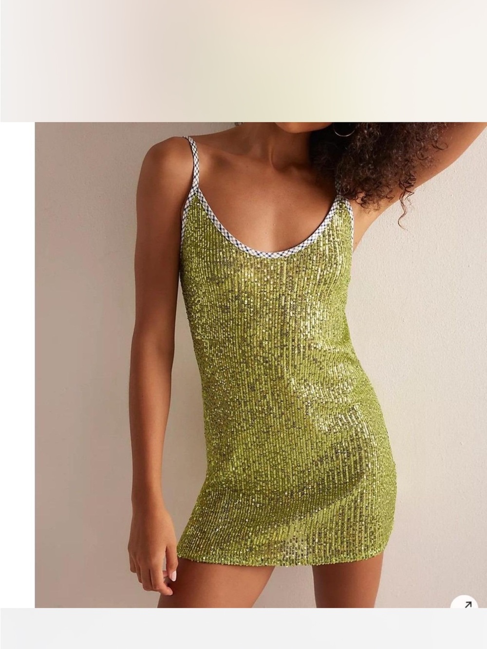 Handover Sequin Slip Dress in Olive Green